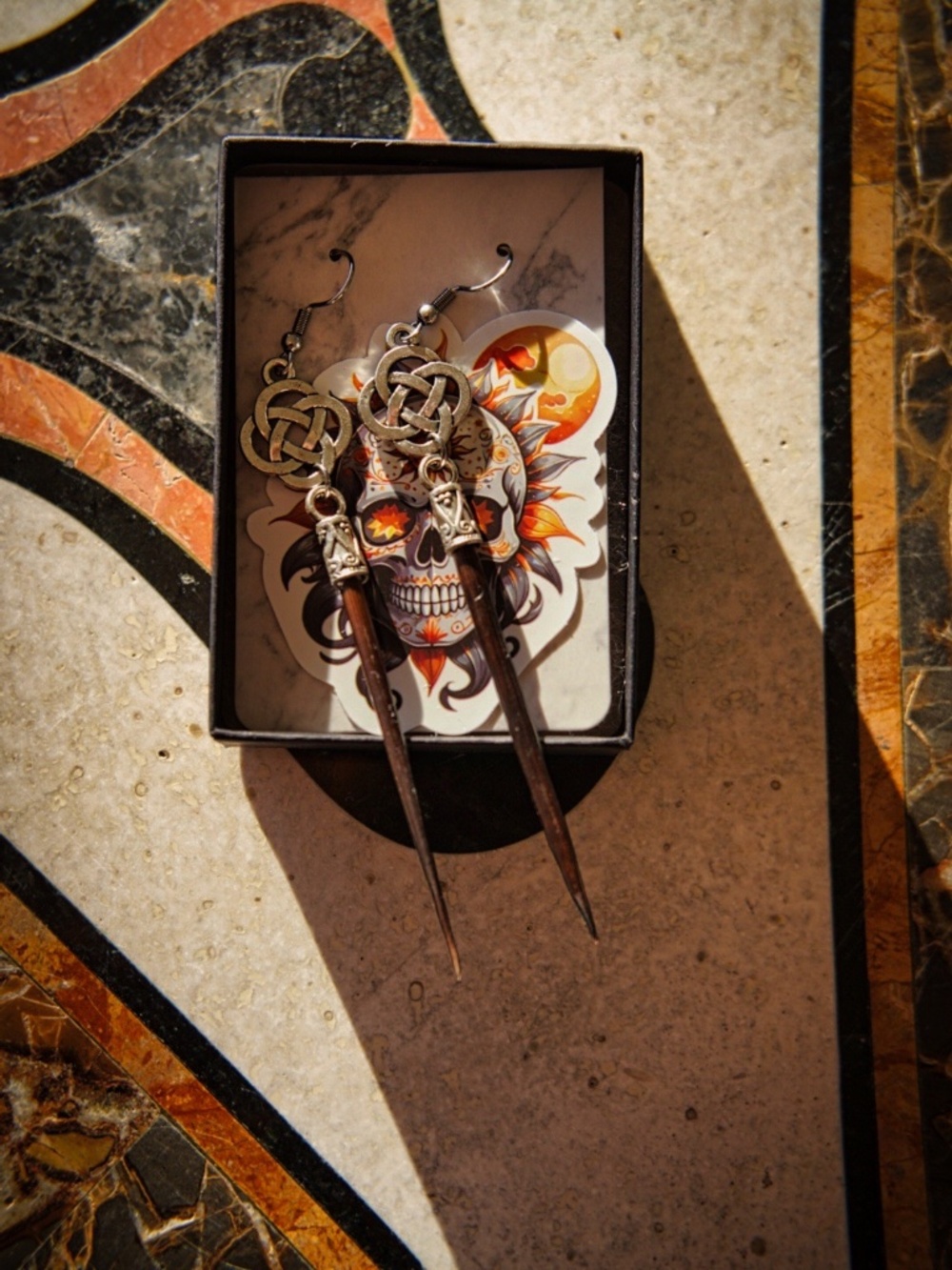 NEW Celtic Knot Porcupine Quill Earrings - Viking/Gothic Oddity Style